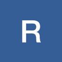 Minimalist design featuring a bold white capital R against a solid dark blue background.